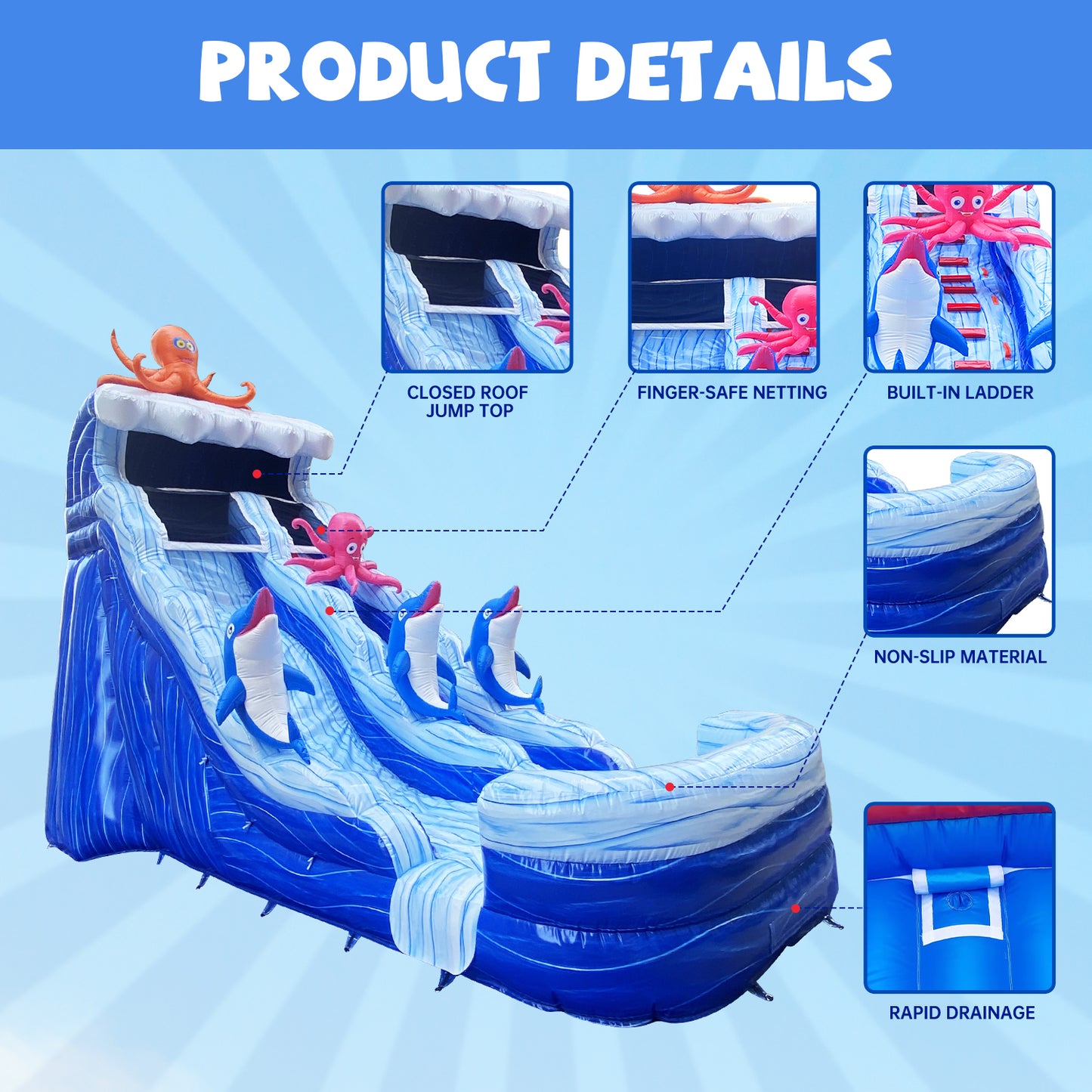 BIG WAVE - 22FT Ocean Creature Wet/Dry Water Slide - 11192