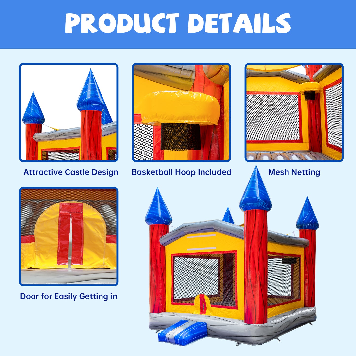 BIG WAVE - 14FT Imperial Bounce House - Basketball Hoop Included