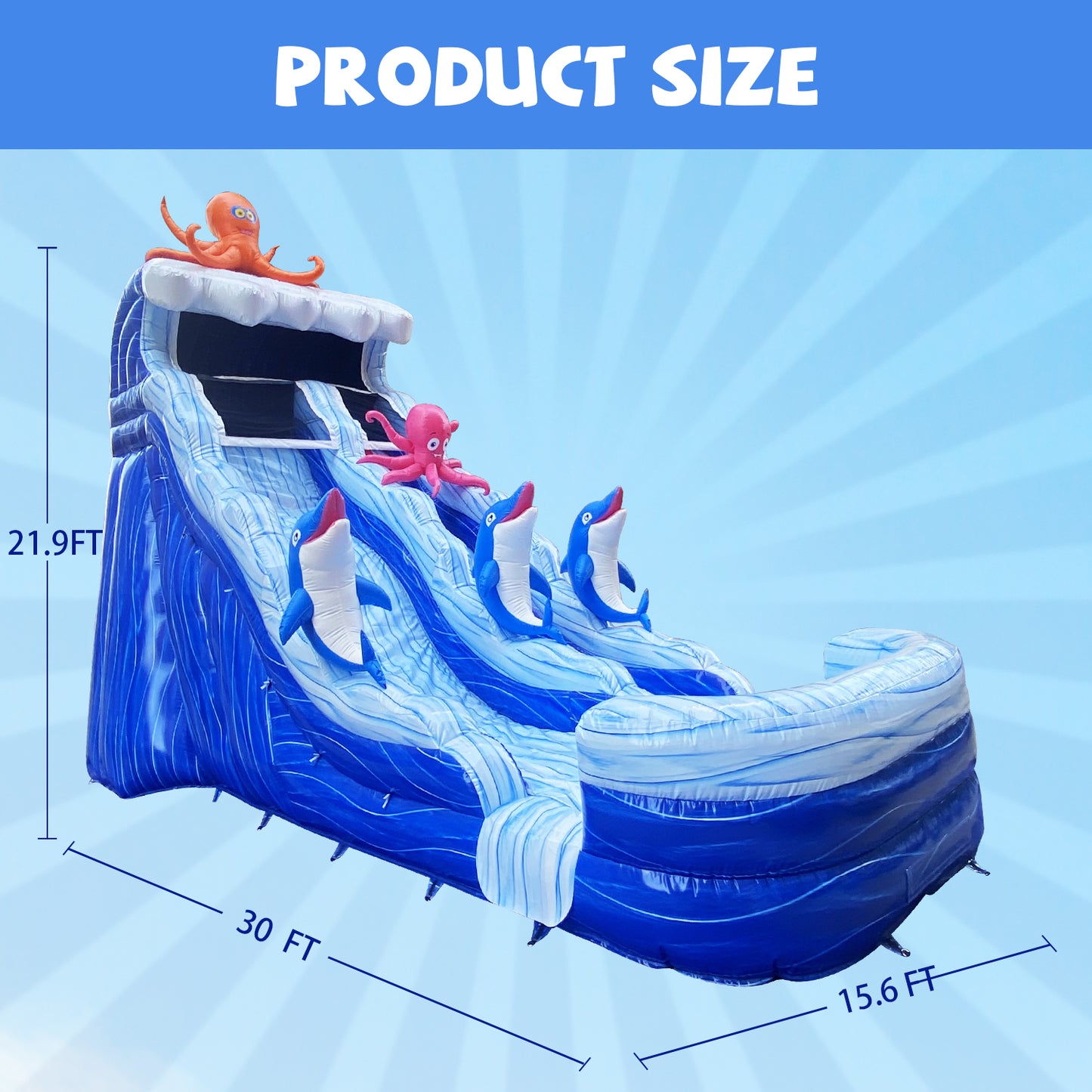 BIG WAVE - 22FT Ocean Creature Wet/Dry Water Slide - 11192