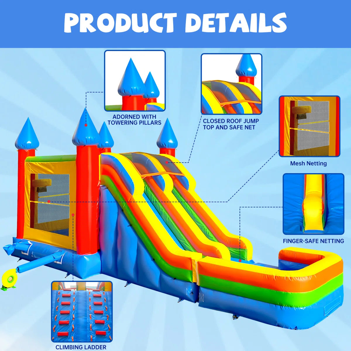 BIG WAVE - 15FT Rainbow Adventure Bounce Combo