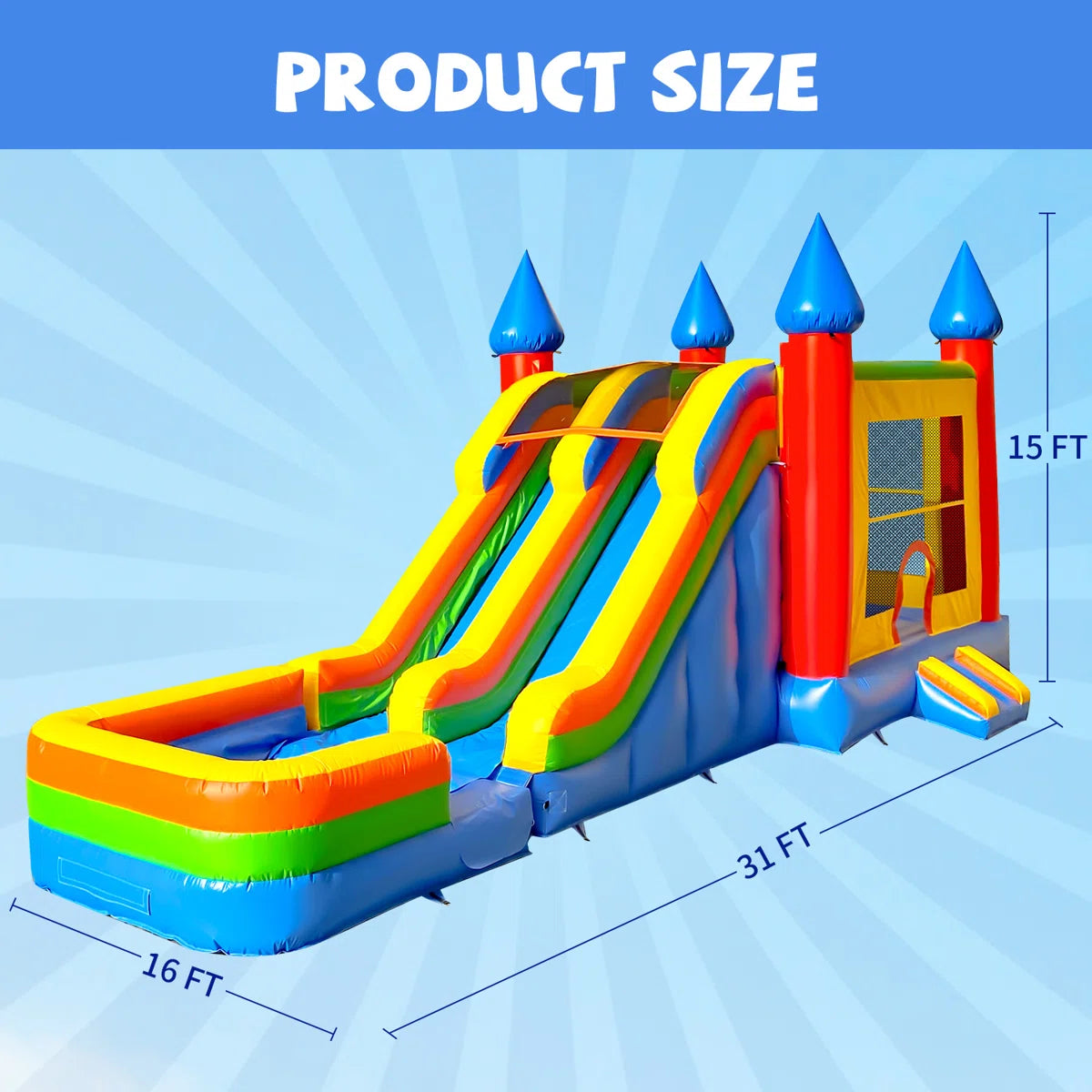 BIG WAVE - 15FT Rainbow Adventure Bounce Combo